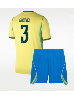 Detské Futbalové oblečenie Brazília Gabriel Magalhaes #3 MS 2026 Krátky Rukáv - Domáci (+ trenírky)
